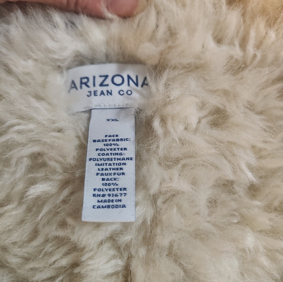 Arizona Jean Company Brown Bomber Jacket with Cream Shearling Trim - Picture 8 of 9